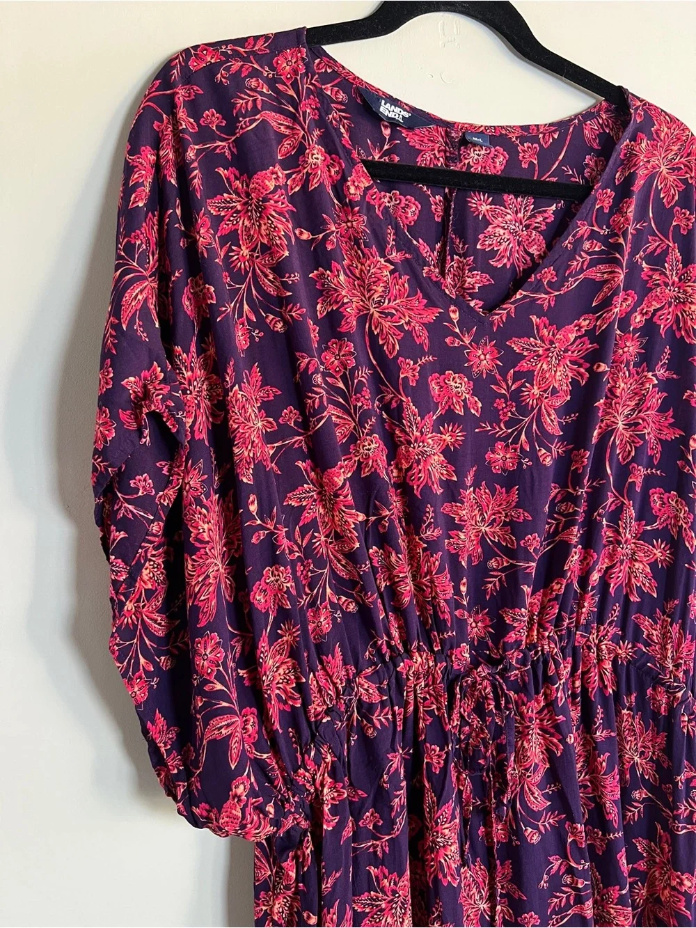 Lands End Medium/Large Purple Magenta Light Rayon Travel vacay swimsuit coverup